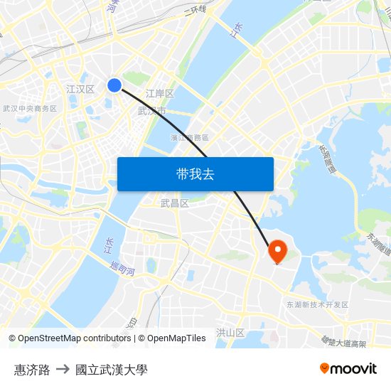 惠济路 to 國立武漢大學 map