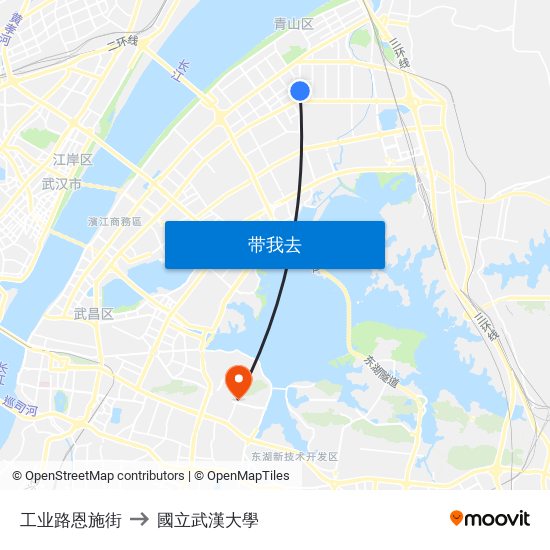 工业路恩施街 to 國立武漢大學 map