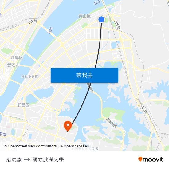 沿港路 to 國立武漢大學 map