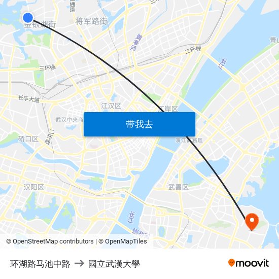 环湖路马池中路 to 國立武漢大學 map