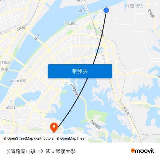 长青路青山镇 to 國立武漢大學 map