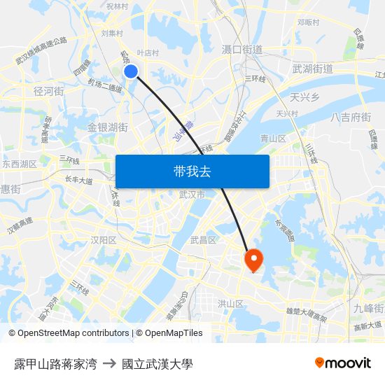 露甲山路蒋家湾 to 國立武漢大學 map
