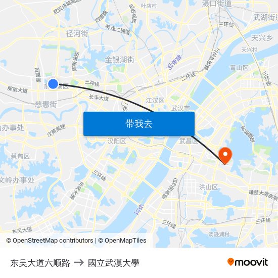 东吴大道六顺路 to 國立武漢大學 map