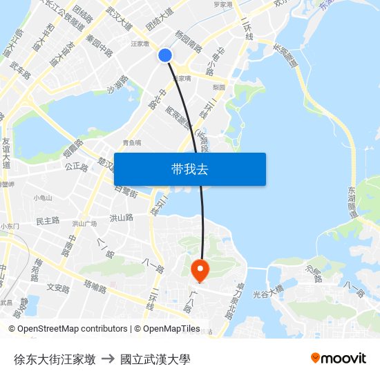 徐东大街汪家墩 to 國立武漢大學 map