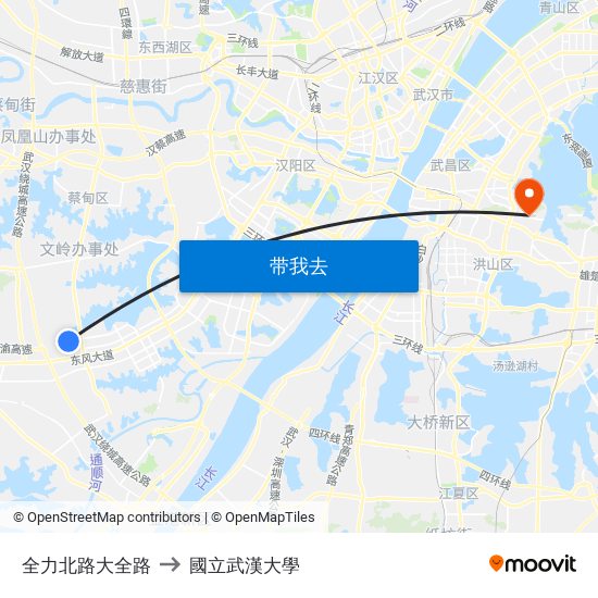 全力北路大全路 to 國立武漢大學 map