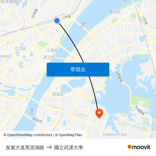 发展大道黑泥湖路 to 國立武漢大學 map