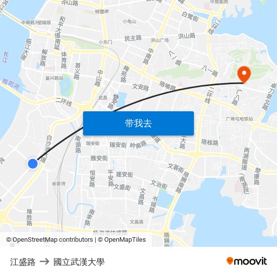 江盛路 to 國立武漢大學 map