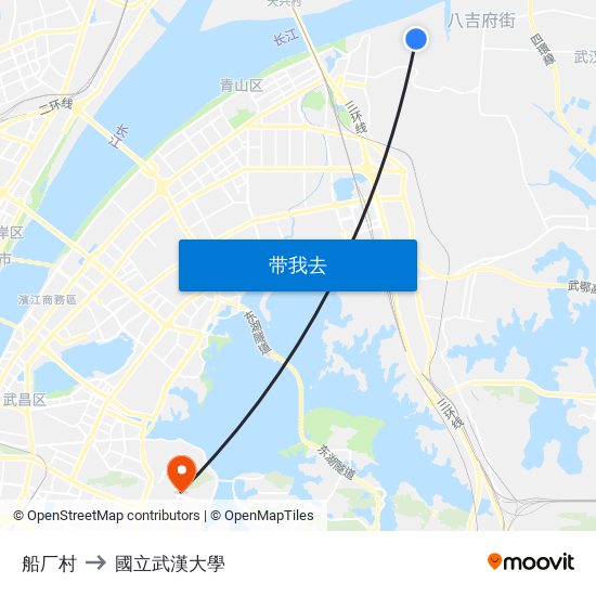 船厂村 to 國立武漢大學 map