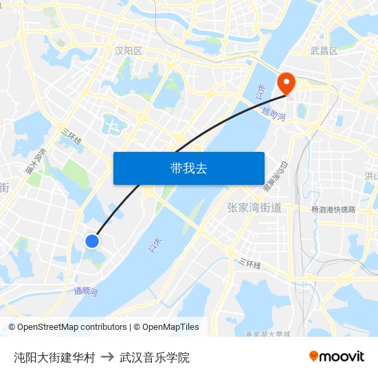 沌阳大街建华村 to 武汉音乐学院 map