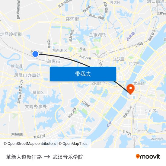 革新大道新征路 to 武汉音乐学院 map