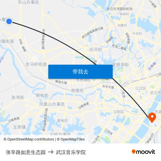 张辛路如意生态园 to 武汉音乐学院 map