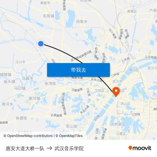 惠安大道大桥一队 to 武汉音乐学院 map