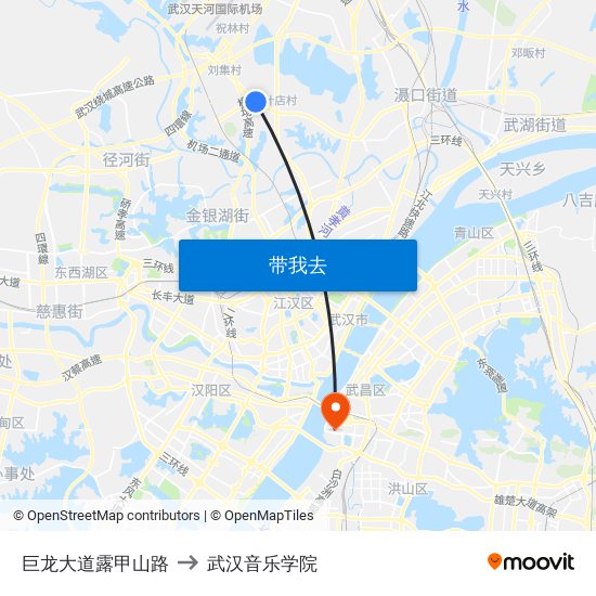 巨龙大道露甲山路 to 武汉音乐学院 map