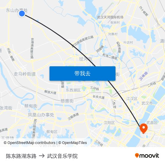 陈东路湖东路 to 武汉音乐学院 map