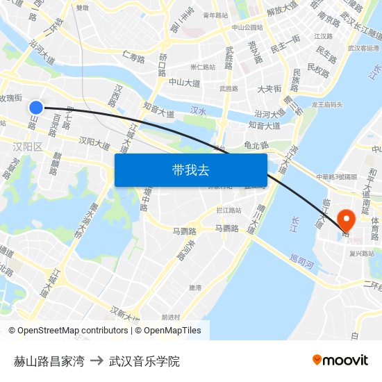 赫山路昌家湾 to 武汉音乐学院 map