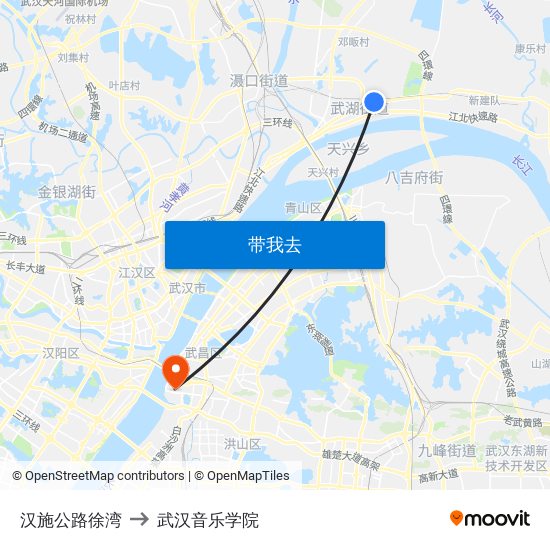 汉施公路徐湾 to 武汉音乐学院 map