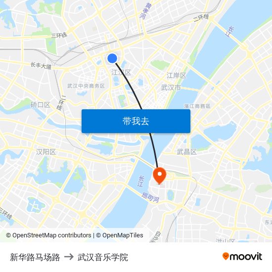 新华路马场路 to 武汉音乐学院 map