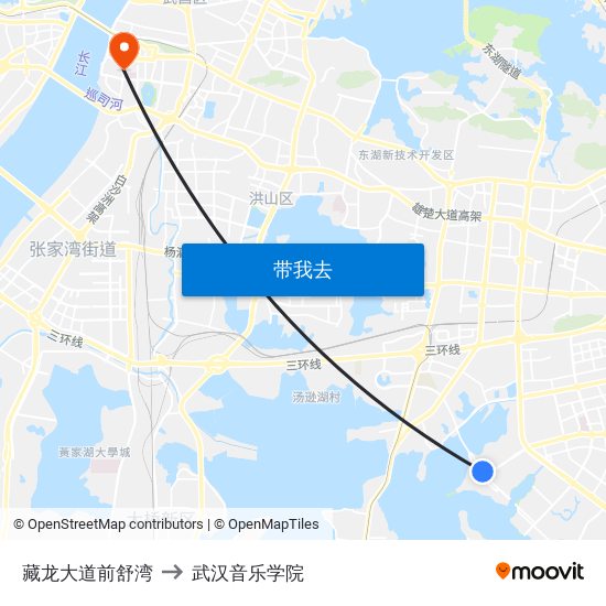 藏龙大道前舒湾 to 武汉音乐学院 map