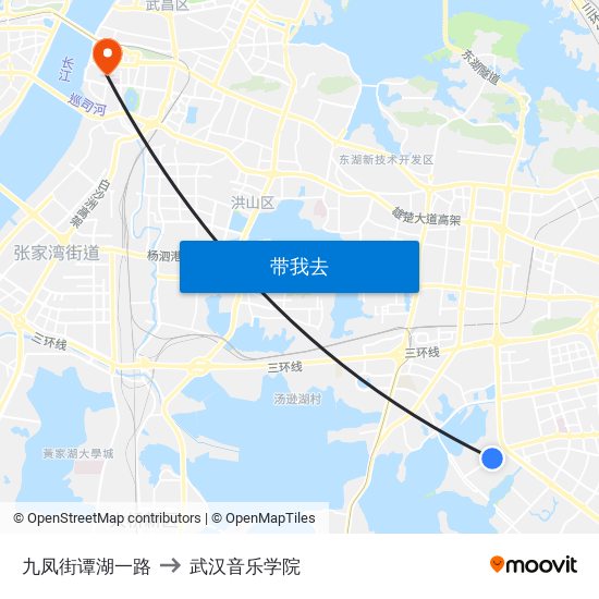 九凤街谭湖一路 to 武汉音乐学院 map