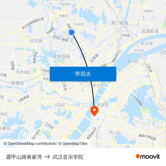 露甲山路蒋家湾 to 武汉音乐学院 map