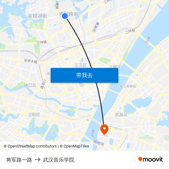 将军路一路 to 武汉音乐学院 map