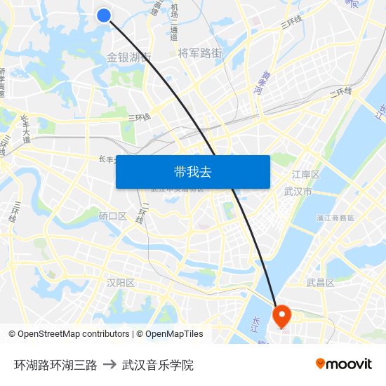 环湖路环湖三路 to 武汉音乐学院 map