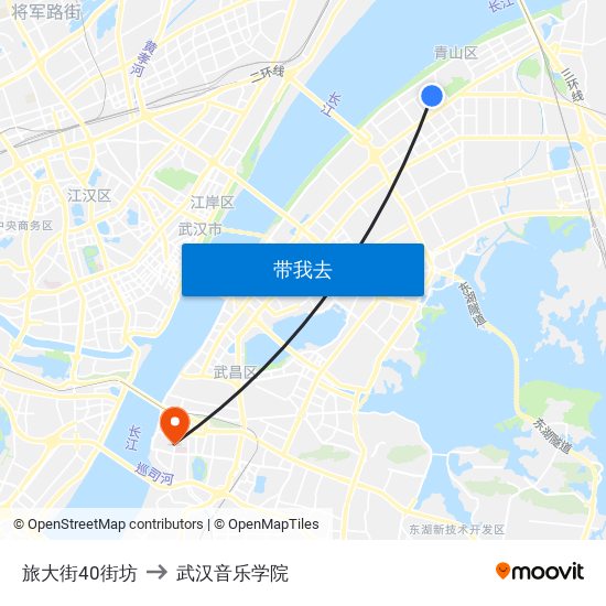 旅大街40街坊 to 武汉音乐学院 map