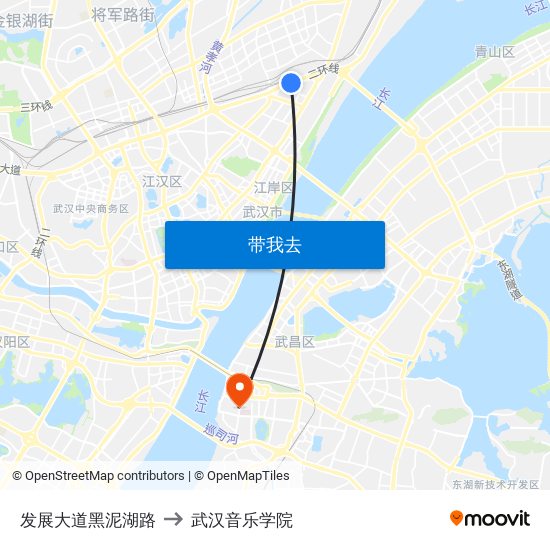 发展大道黑泥湖路 to 武汉音乐学院 map