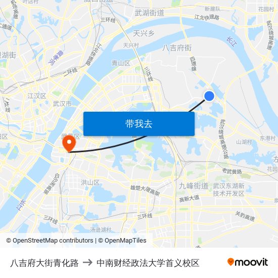 八吉府大街青化路 to 中南财经政法大学首义校区 map