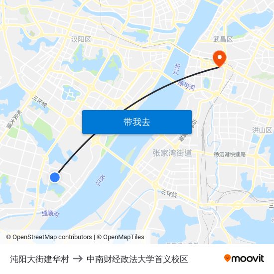 沌阳大街建华村 to 中南财经政法大学首义校区 map