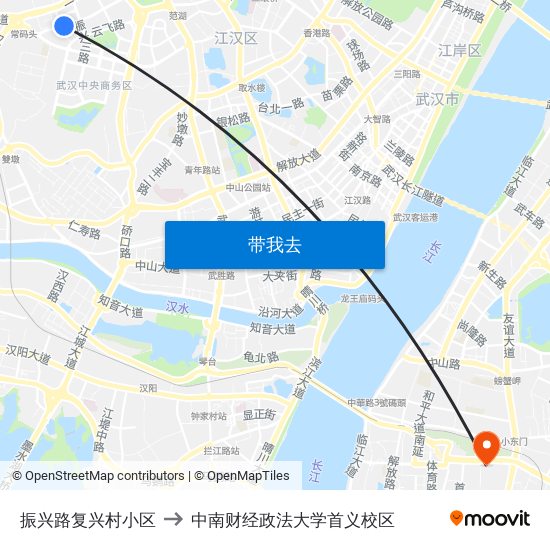 振兴路复兴村小区 to 中南财经政法大学首义校区 map