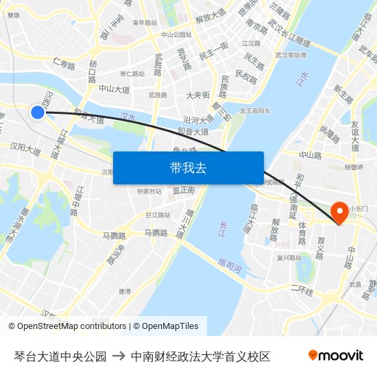 琴台大道中央公园 to 中南财经政法大学首义校区 map