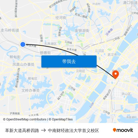 革新大道高桥四路 to 中南财经政法大学首义校区 map