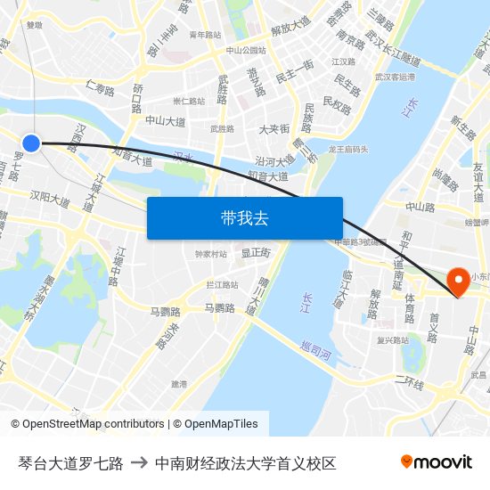 琴台大道罗七路 to 中南财经政法大学首义校区 map