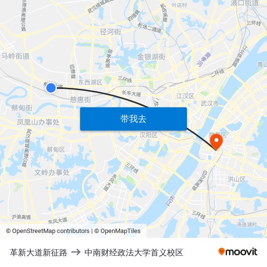 革新大道新征路 to 中南财经政法大学首义校区 map