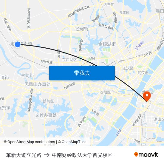 革新大道立光路 to 中南财经政法大学首义校区 map