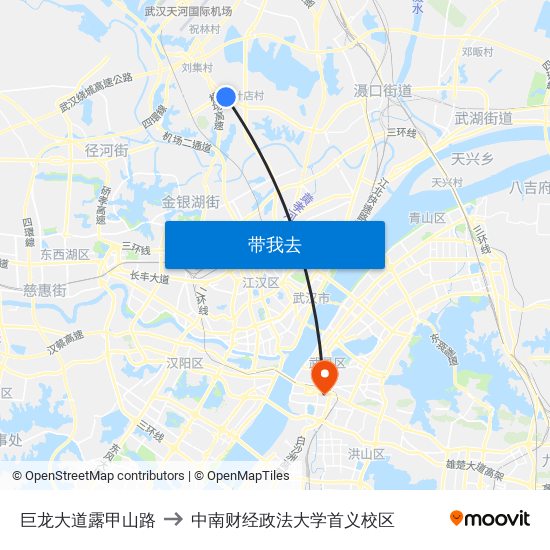 巨龙大道露甲山路 to 中南财经政法大学首义校区 map