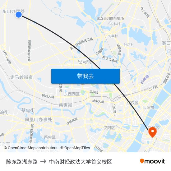 陈东路湖东路 to 中南财经政法大学首义校区 map