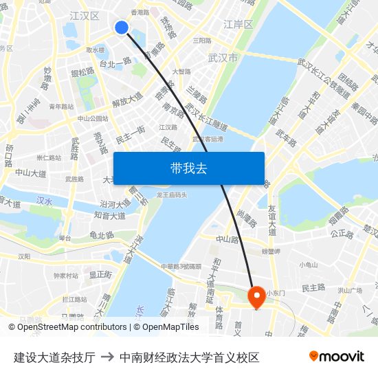 建设大道杂技厅 to 中南财经政法大学首义校区 map