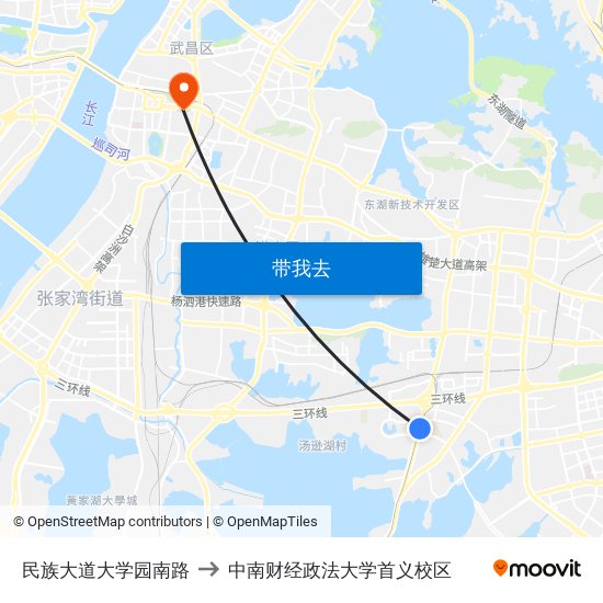 民族大道大学园南路 to 中南财经政法大学首义校区 map