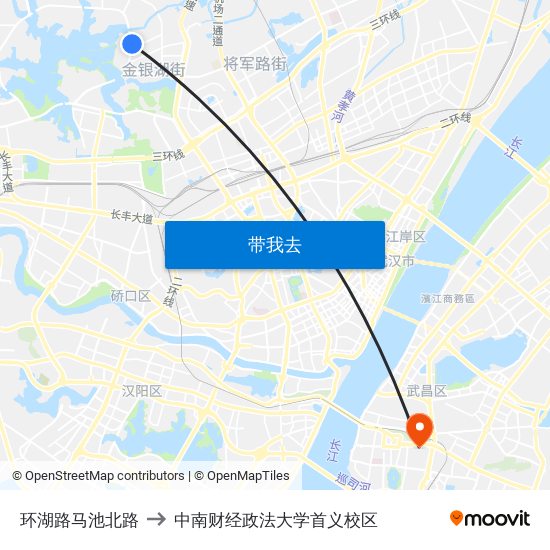 环湖路马池北路 to 中南财经政法大学首义校区 map