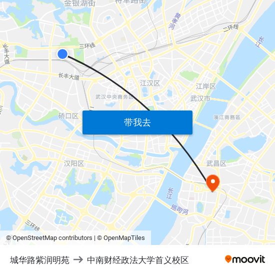 城华路紫润明苑 to 中南财经政法大学首义校区 map