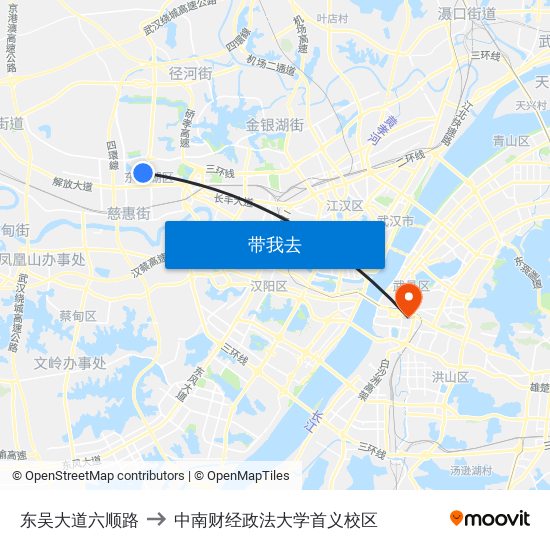 东吴大道六顺路 to 中南财经政法大学首义校区 map