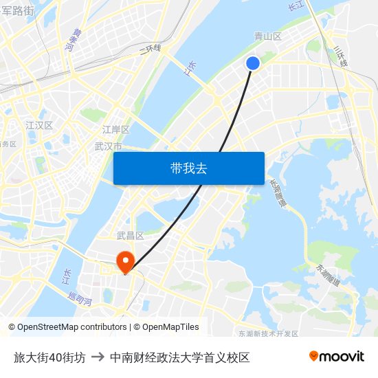 旅大街40街坊 to 中南财经政法大学首义校区 map