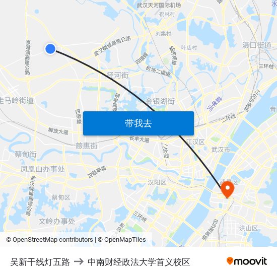 吴新干线灯五路 to 中南财经政法大学首义校区 map