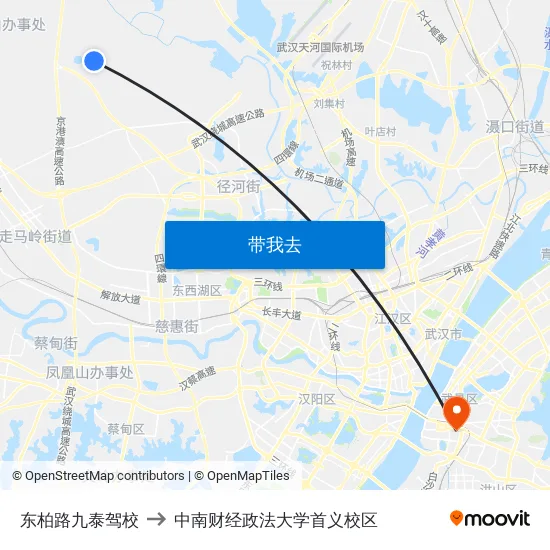 东柏路九泰驾校 to 中南财经政法大学首义校区 map