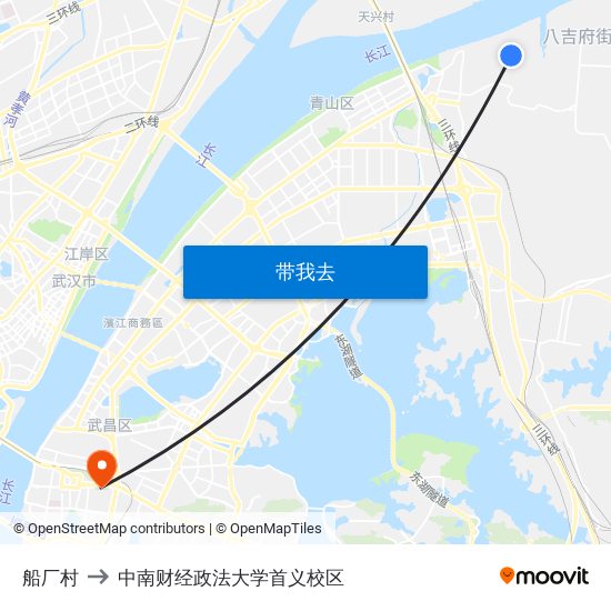 船厂村 to 中南财经政法大学首义校区 map