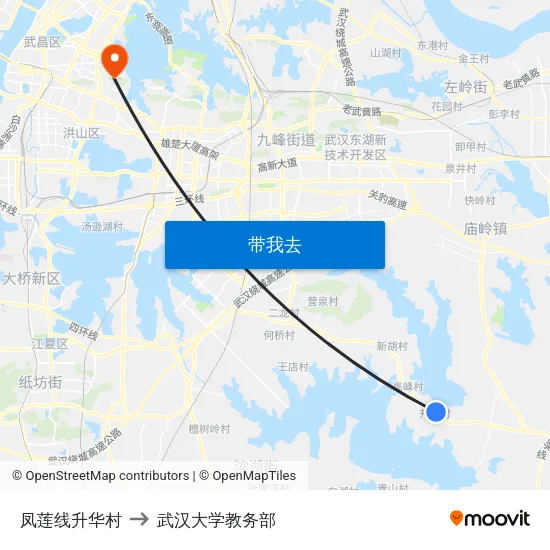 凤莲线升华村 to 武汉大学教务部 map