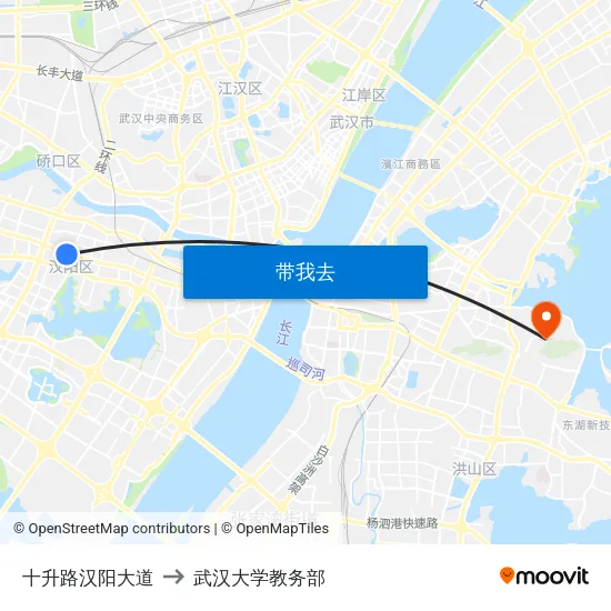 十升路汉阳大道 to 武汉大学教务部 map