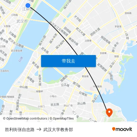 胜利街张自忠路 to 武汉大学教务部 map